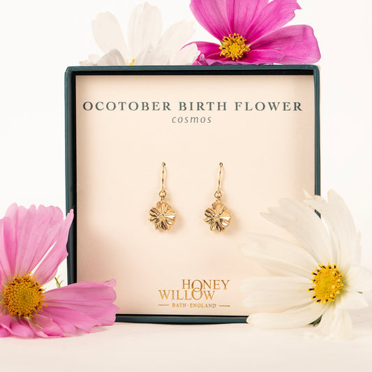 October Birth Flower Earrings - Cosmos - 9kt Gold