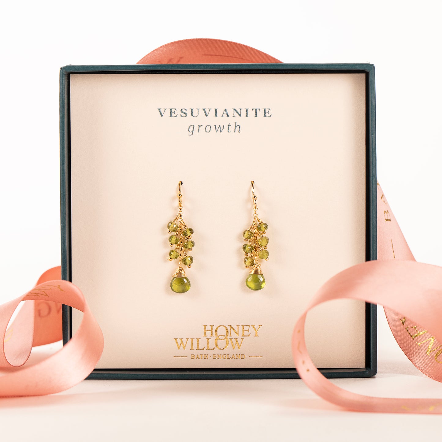 Vesuvianite Cluster Earrings - Growth - Silver & Gold