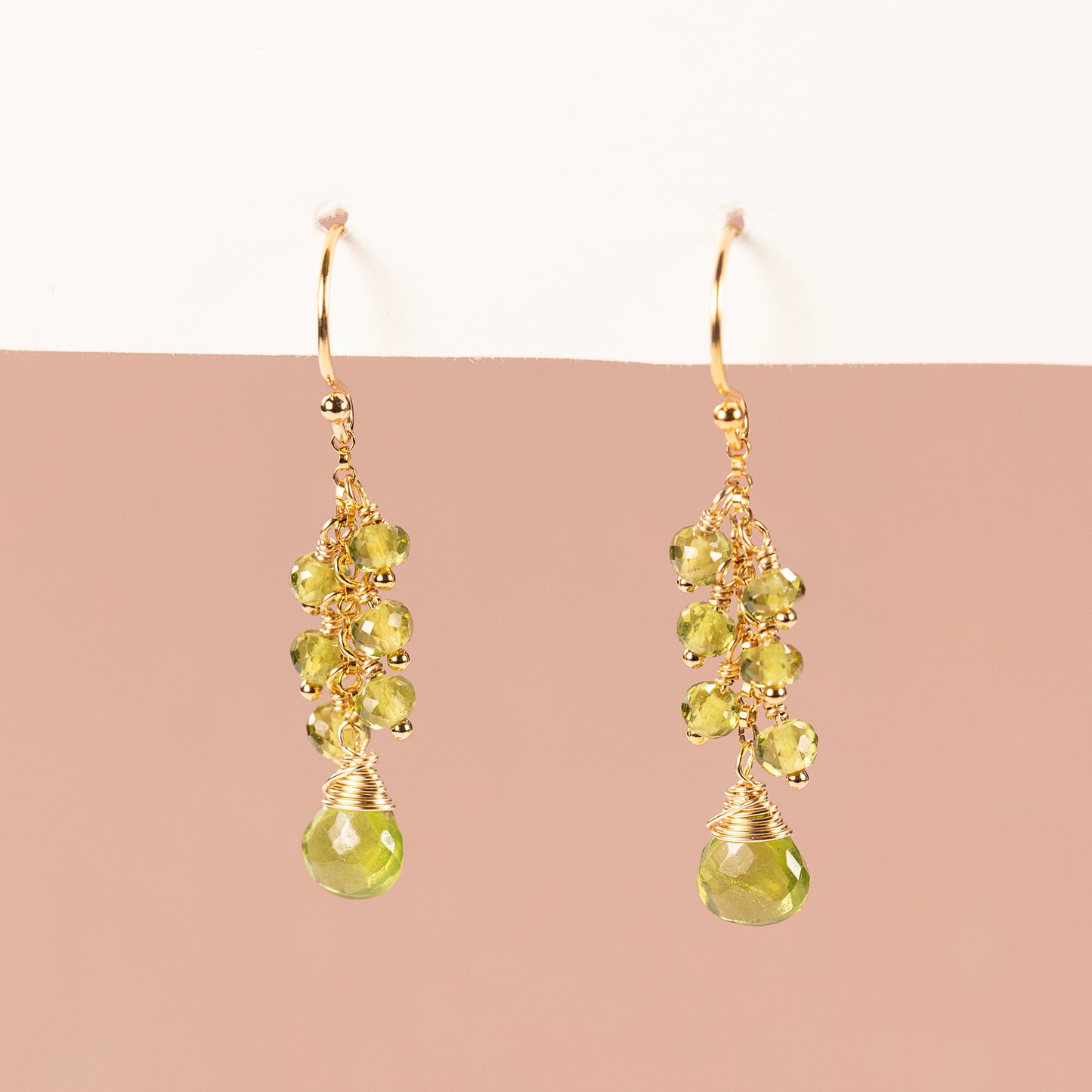 Vesuvianite Cluster Earrings - Growth - Silver & Gold