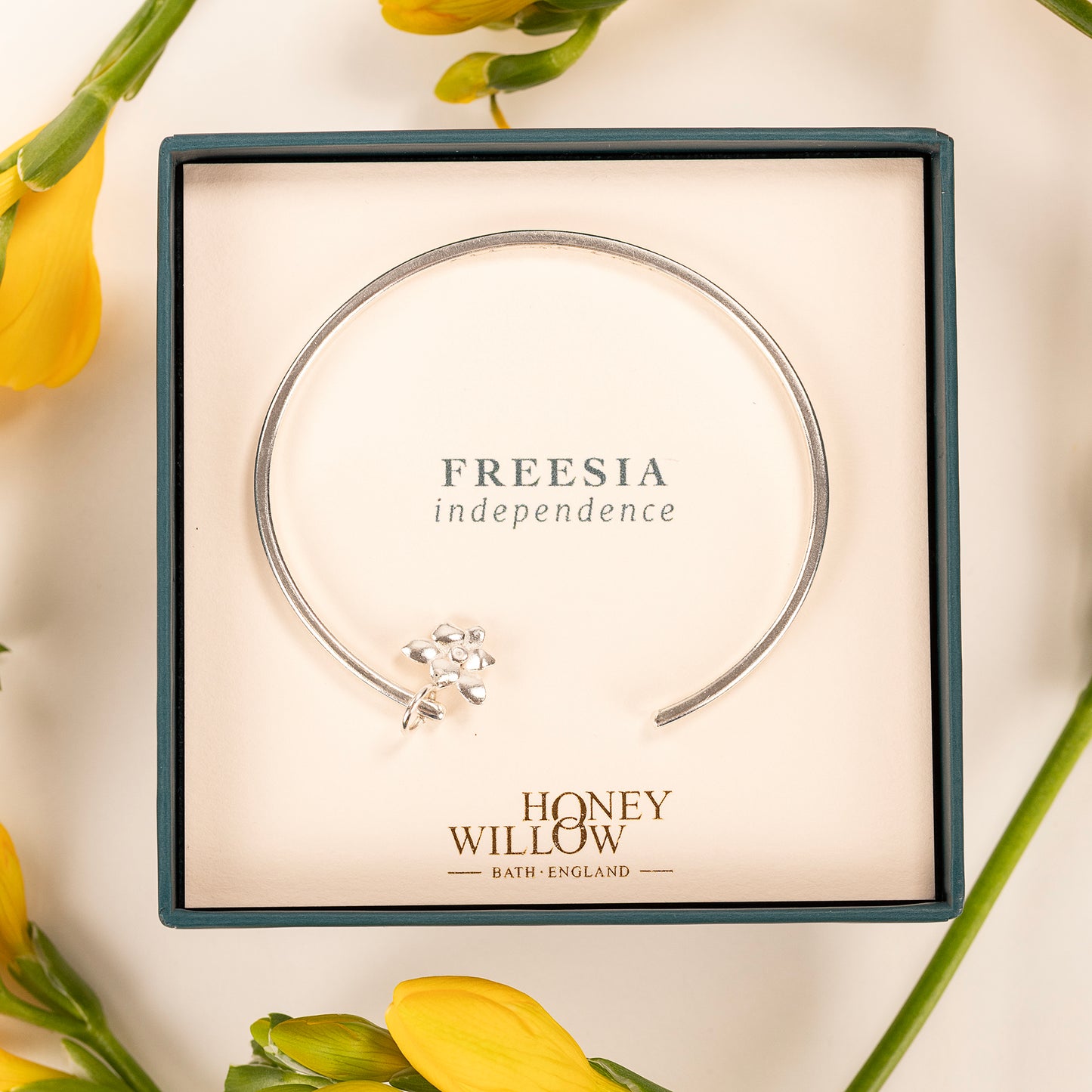 Personalised Freesia Torc Bangle - Independence - Silver