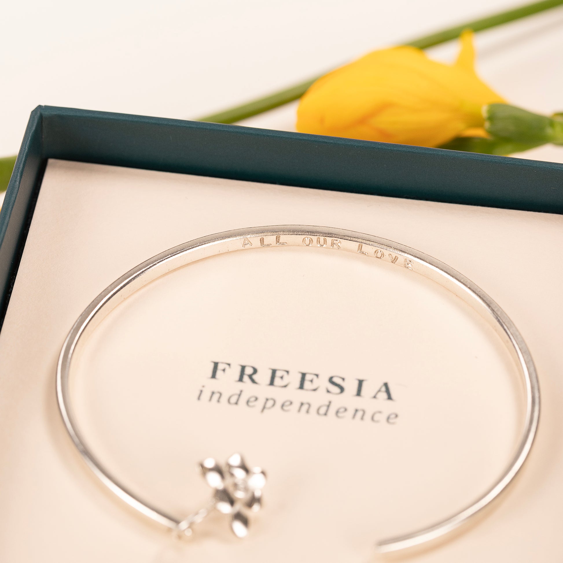 Personalised Freesia Torc Bangle - Independence - Silver