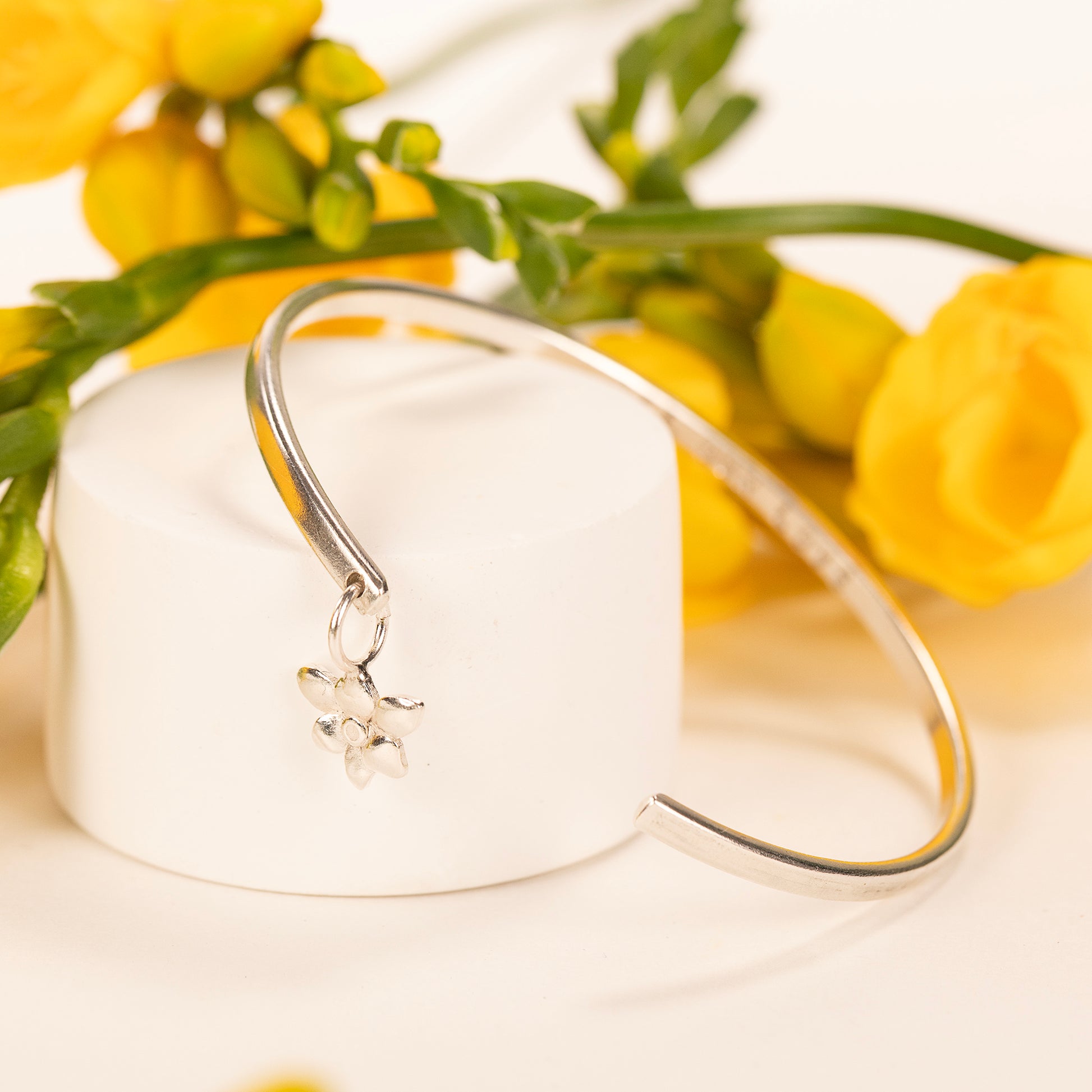 Personalised Freesia Torc Bangle - Independence - Silver
