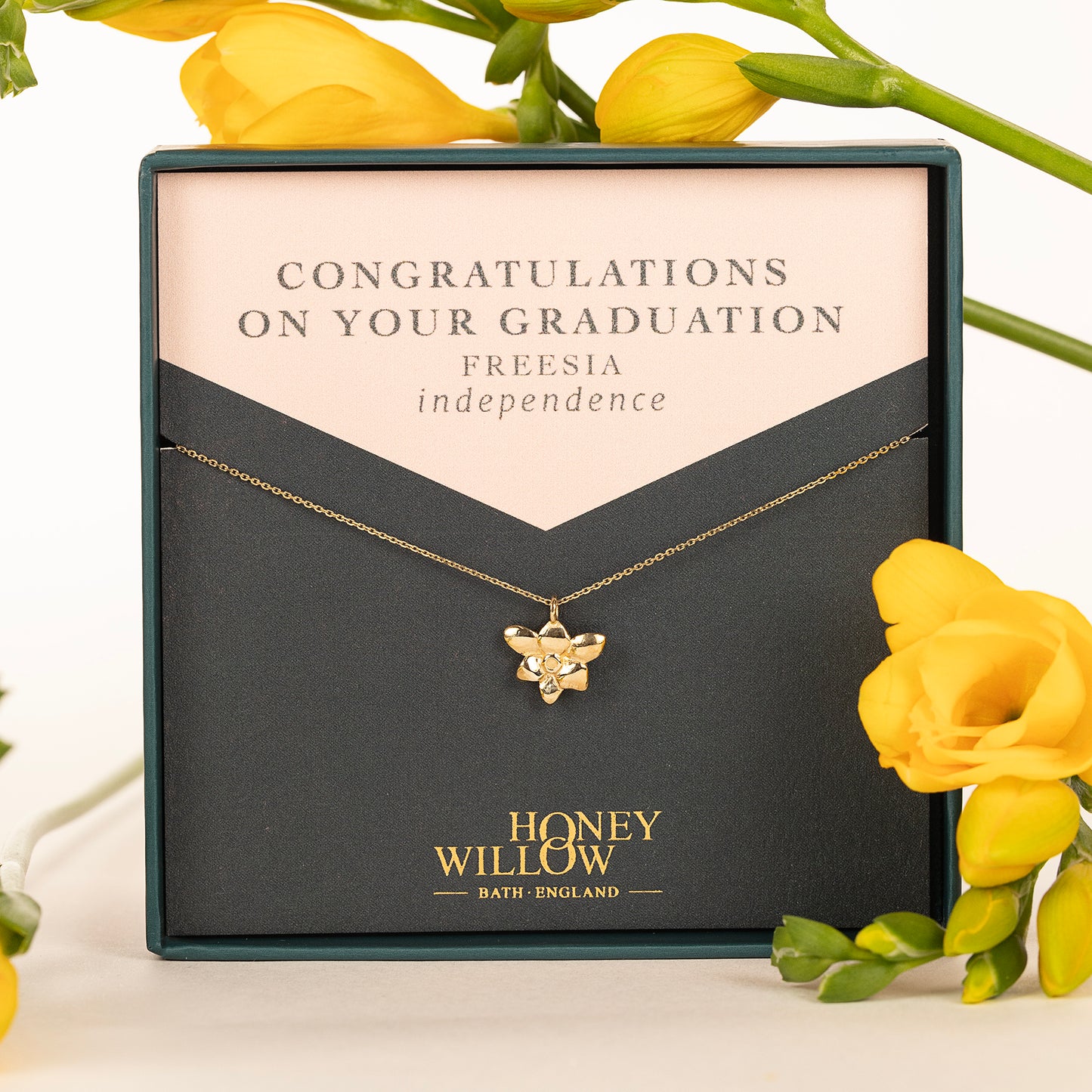 Graduation Gift - Freesia Flower Necklace - 9kt Gold