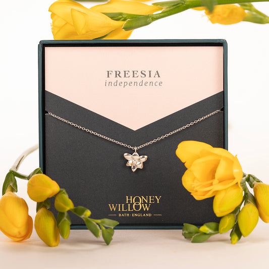 Freesia Flower Necklace - Independence - Silver
