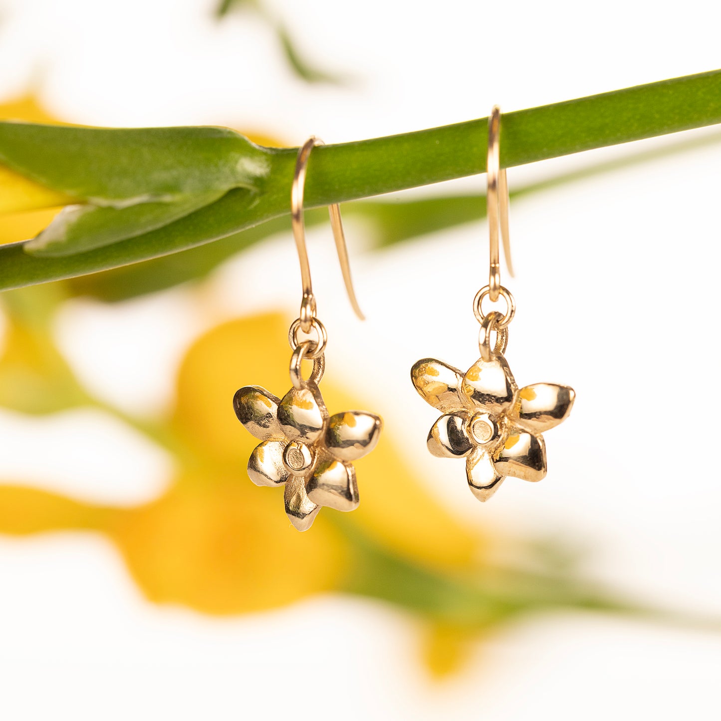 Freesia Flower Earrings - Independence - 9kt Gold