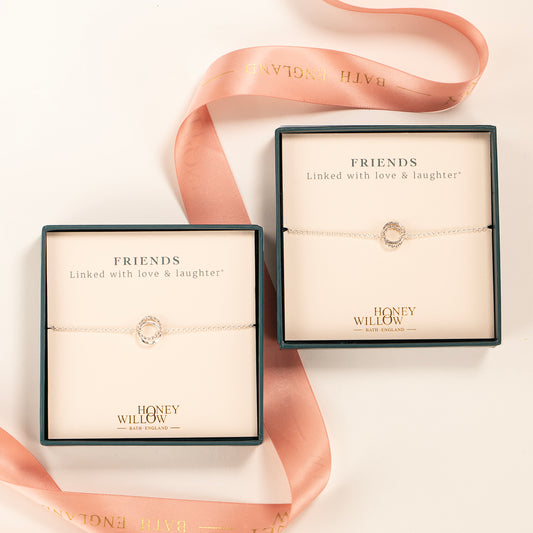 Friendship Bracelets Matching Set of 2 - Silver Love Knots