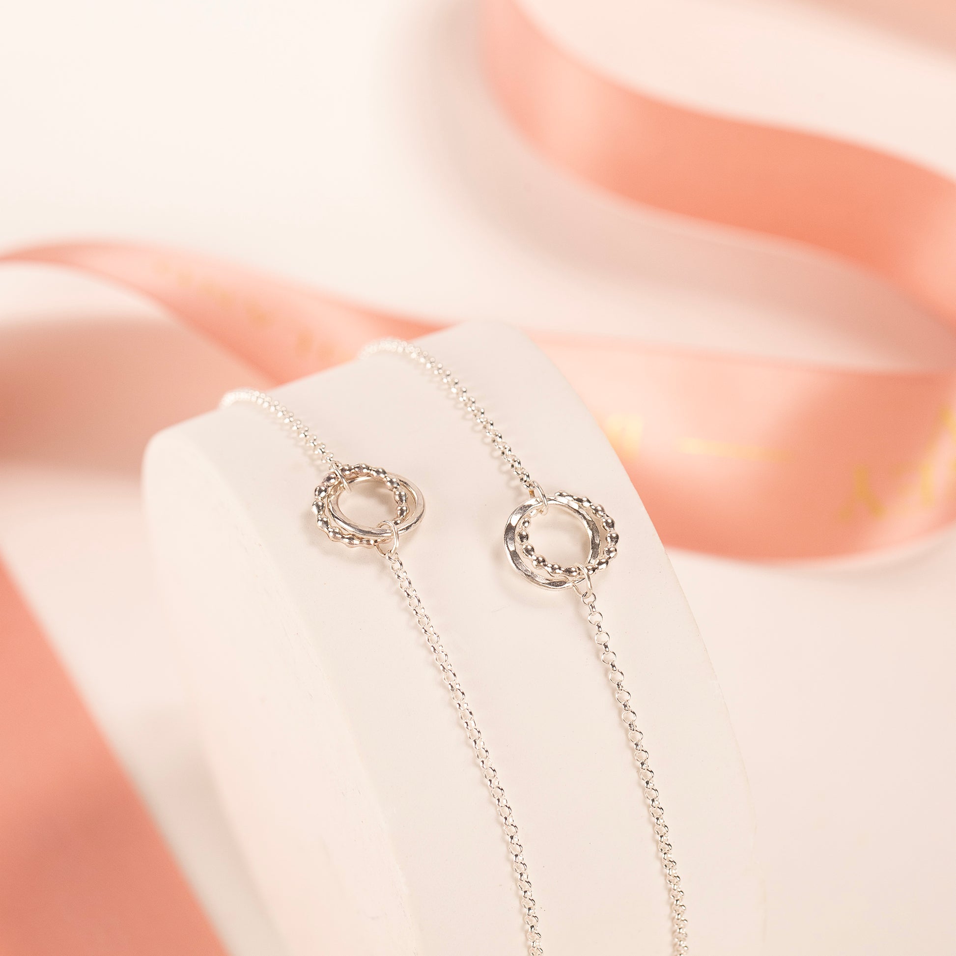 Friendship Bracelets Matching Set of 2 - Silver Love Knots