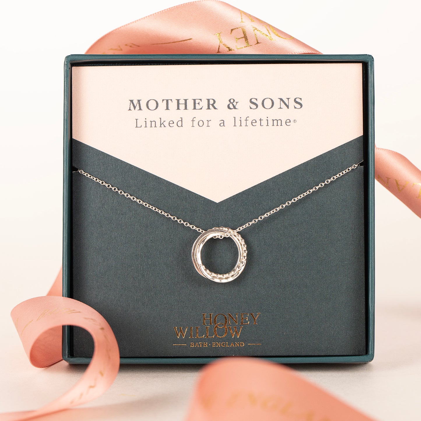 Mother & 2 Sons Necklace - Linked for a Lifetime - Silver