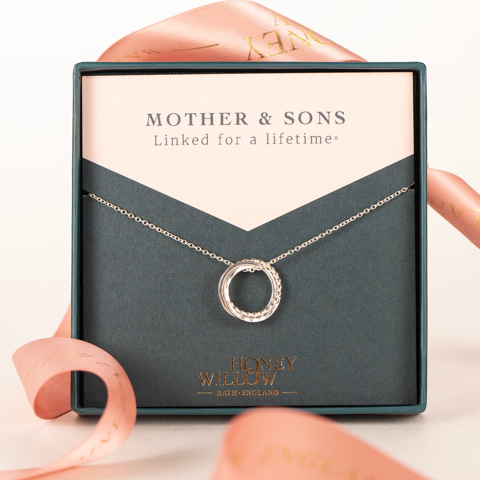 Mother & 2 Sons Necklace - Linked for a Lifetime - Silver