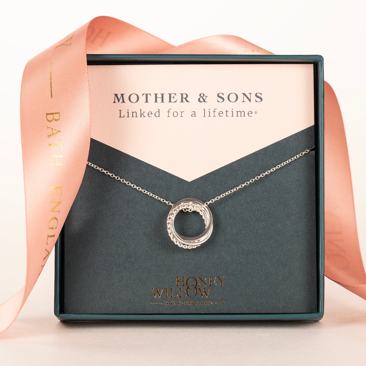 Mother & 3 Sons Necklace - Linked for a Lifetime - Silver