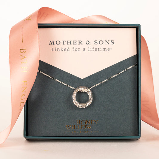 Mother & 3 Sons Necklace - Linked for a Lifetime - Silver