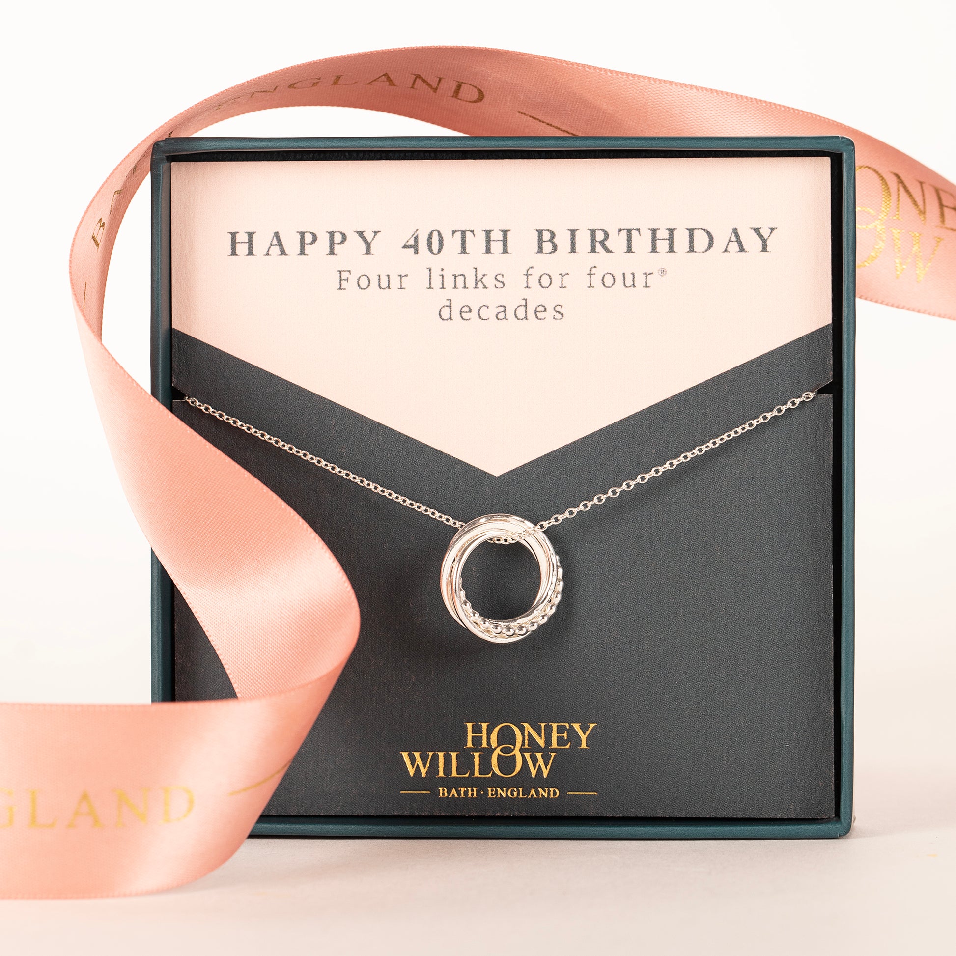 40th Birthday Necklace - The Original 4 Links for 4 Decades - Petite Silver