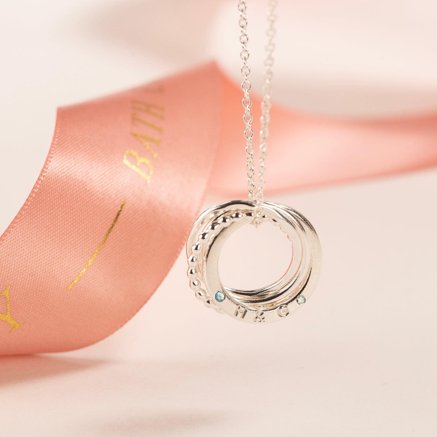 Personalised 4th Anniversary Birthstone Necklace - The Original 4 Rings for 4 Years Necklace - Petite Silver