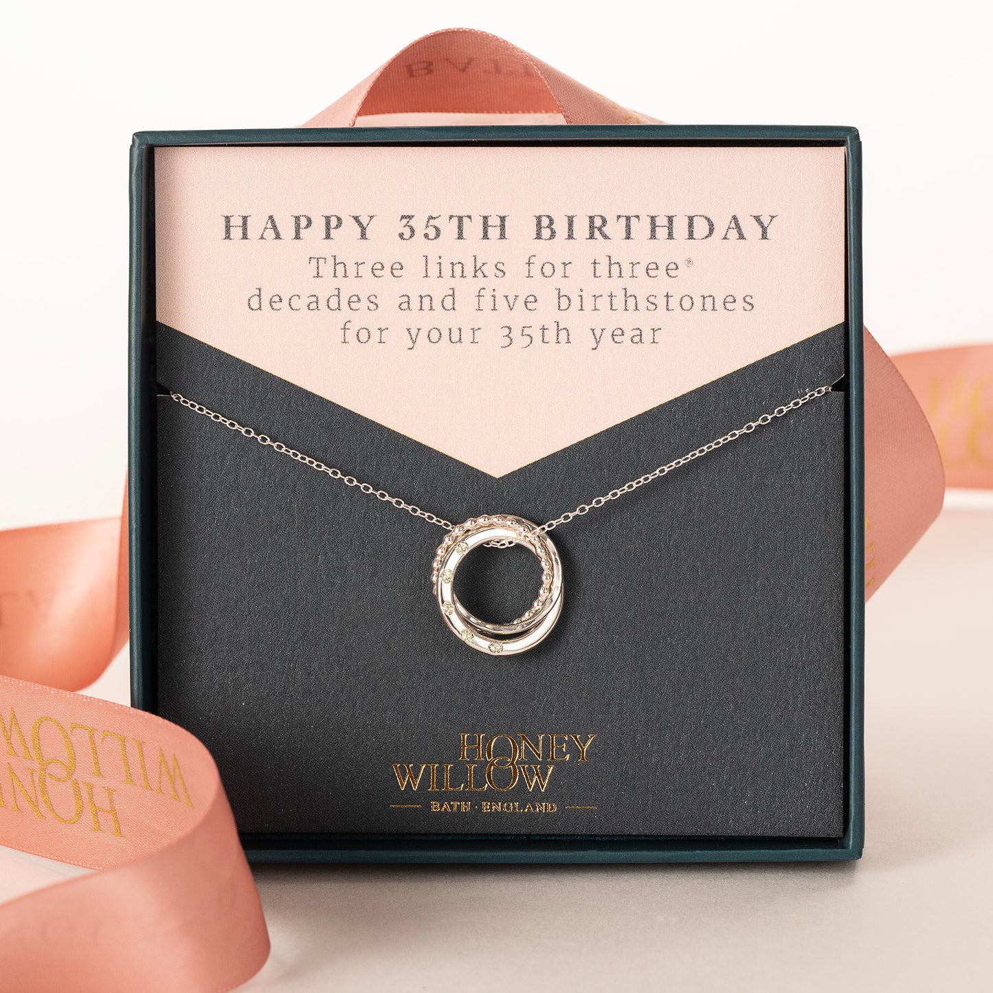 35th Birthday Birthstone Necklace - Silver