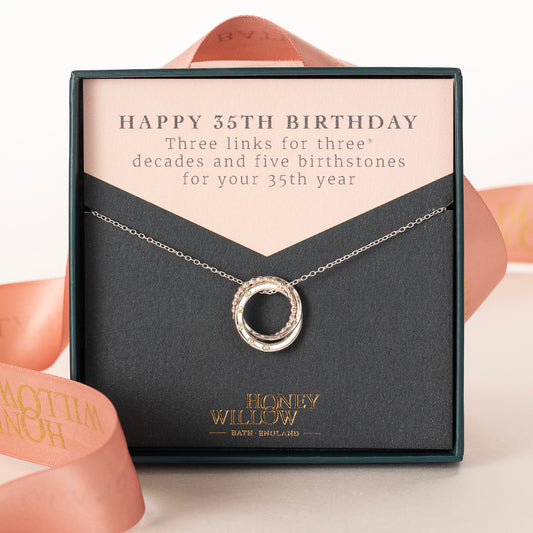 35th Birthday Birthstone Necklace - Silver