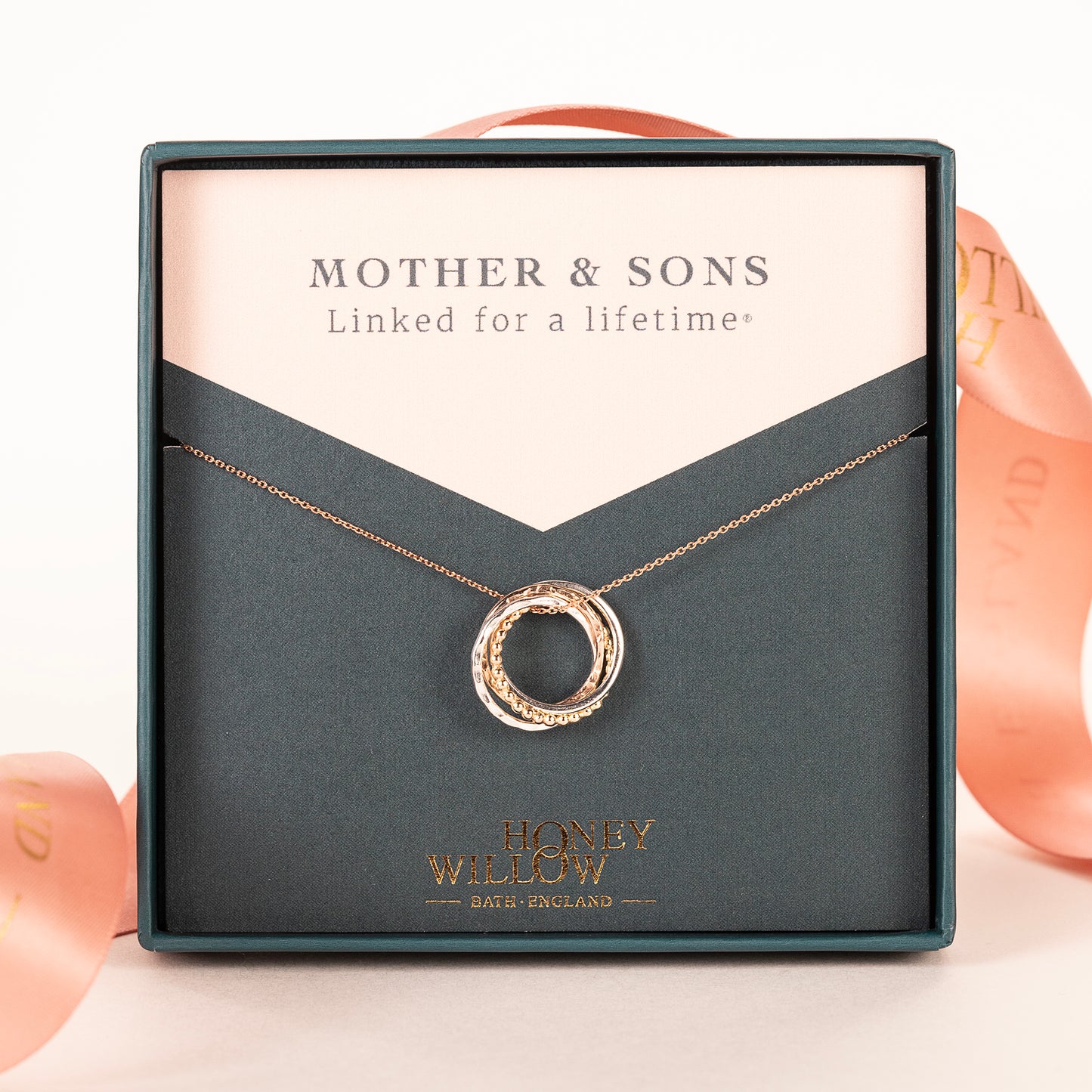 Mother & 3 Sons Necklace - Linked for a Lifetime - 9kt Gold - Rose Gold - Silver