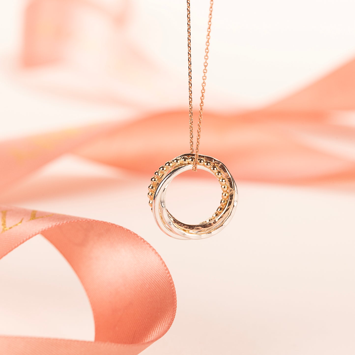 4th Anniversary Necklace - 9kt Gold - Rose Gold - Silver - The Original 4 Rings for 4 Years - Petite