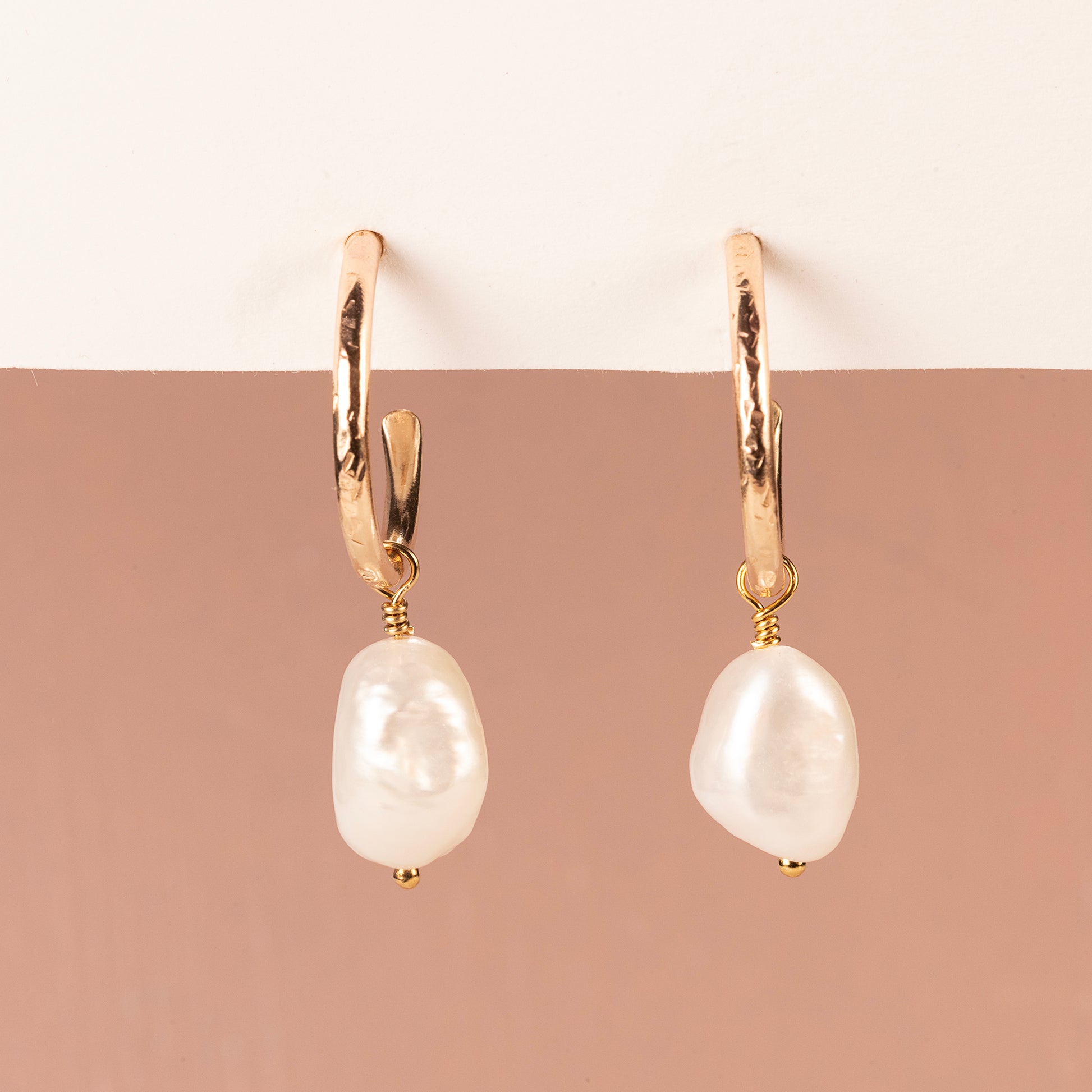 Gold Hoops with Keishi Pearls - 2cm