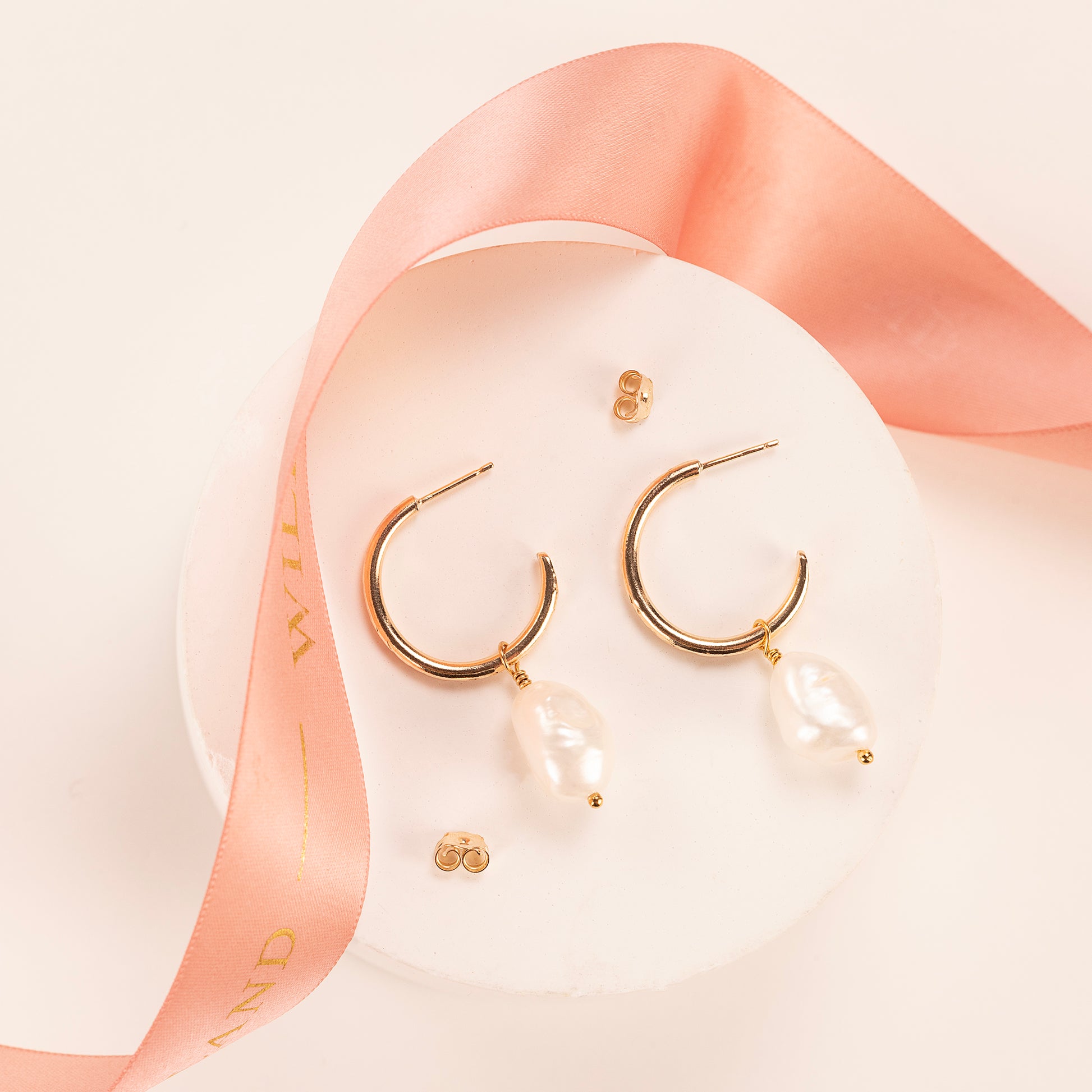 Gold Hoops with Keishi Pearls - 2cm