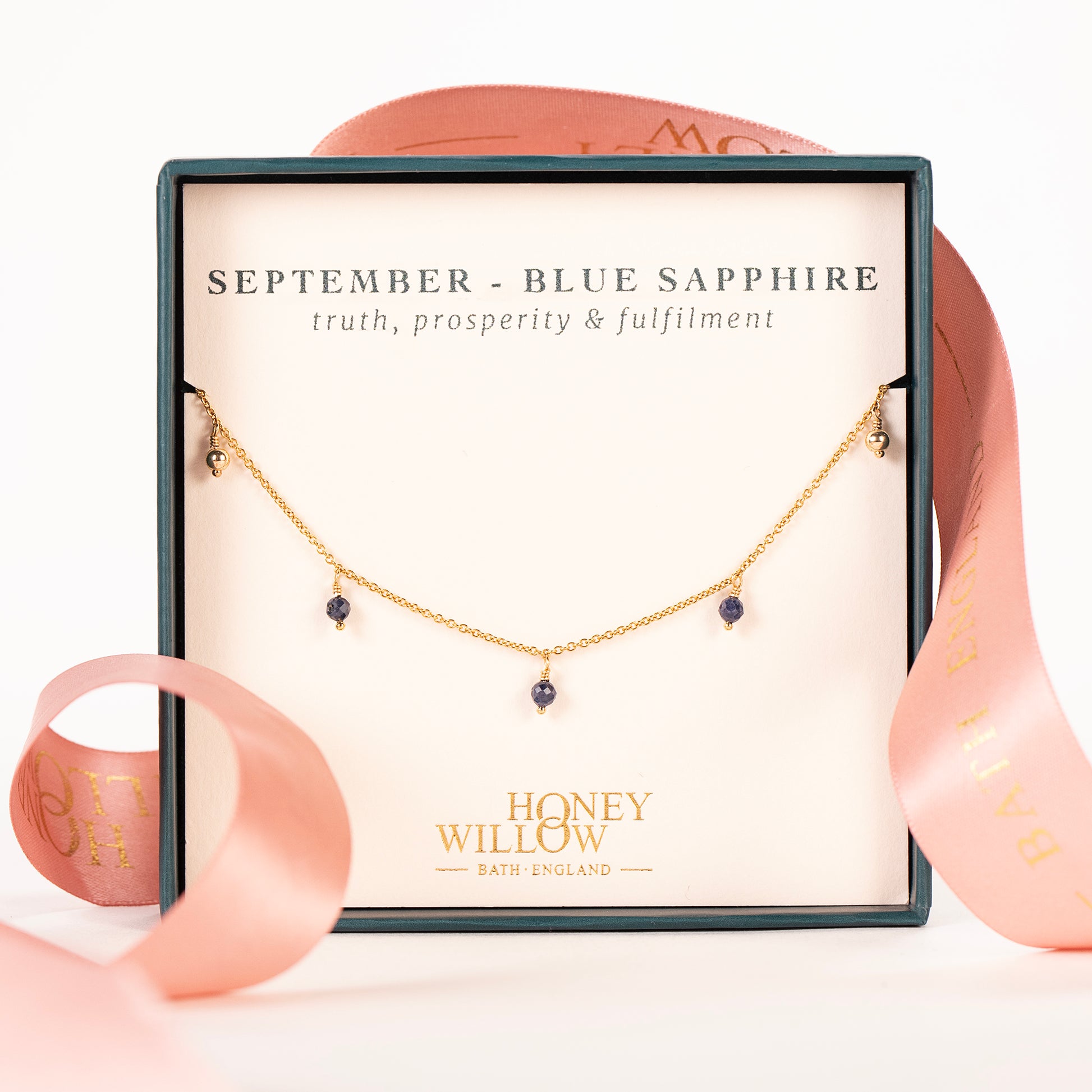 September Birthstone Trio Choker Necklace - Sapphire - Silver & Gold