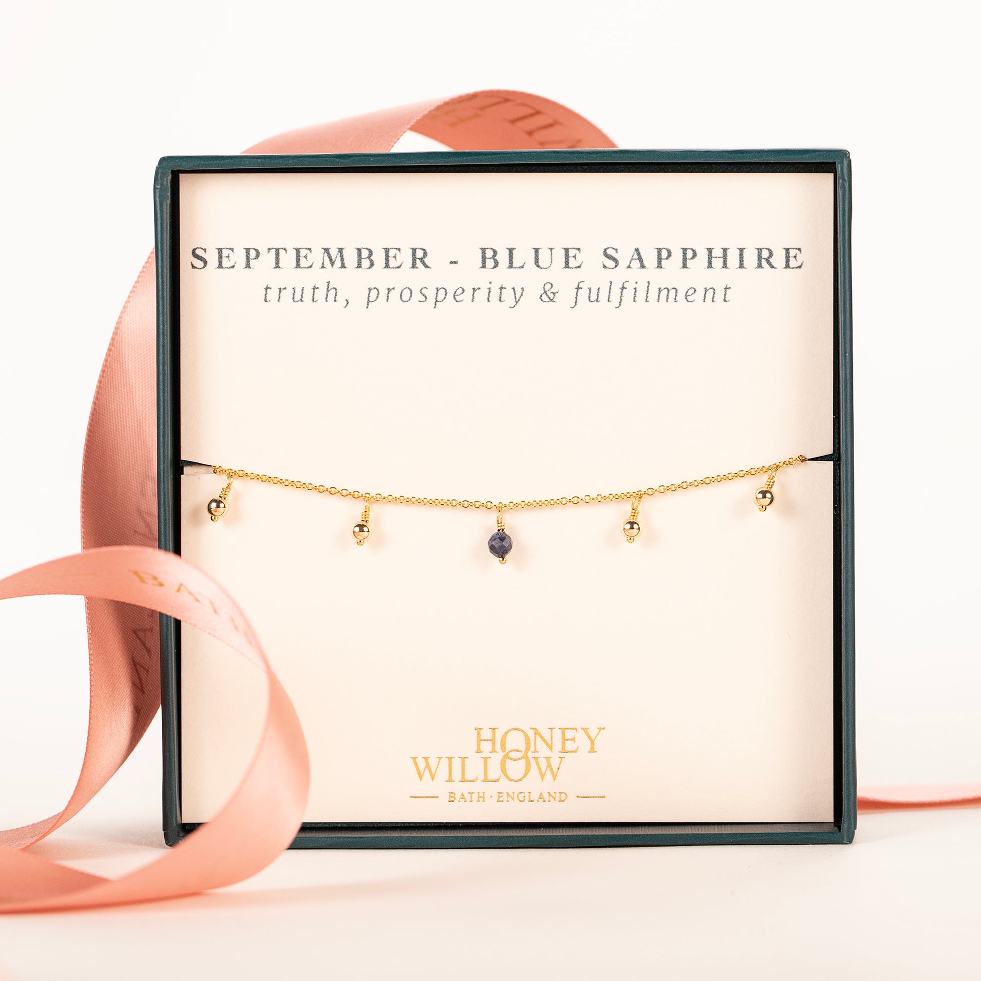 September Birthday Gift - Delicate Double Birthstone Bracelet - Sapphire - Silver & Gold