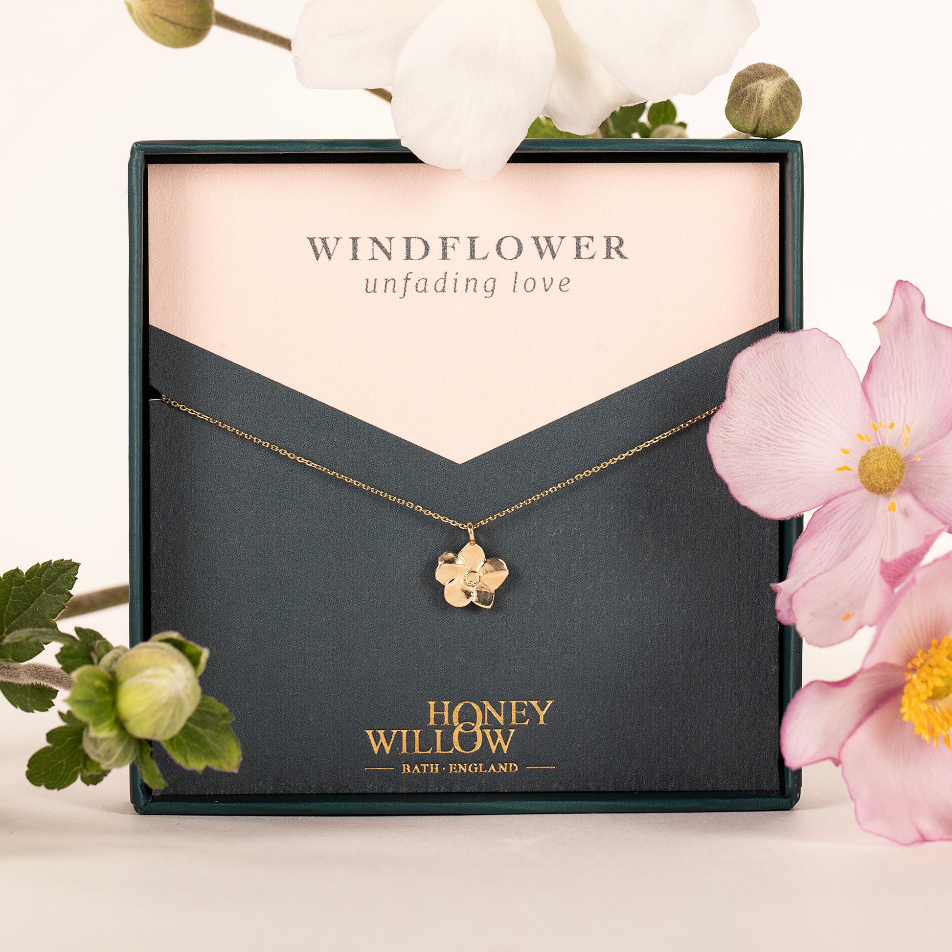 Windflower Necklace - Unfading Love - 9kt Gold