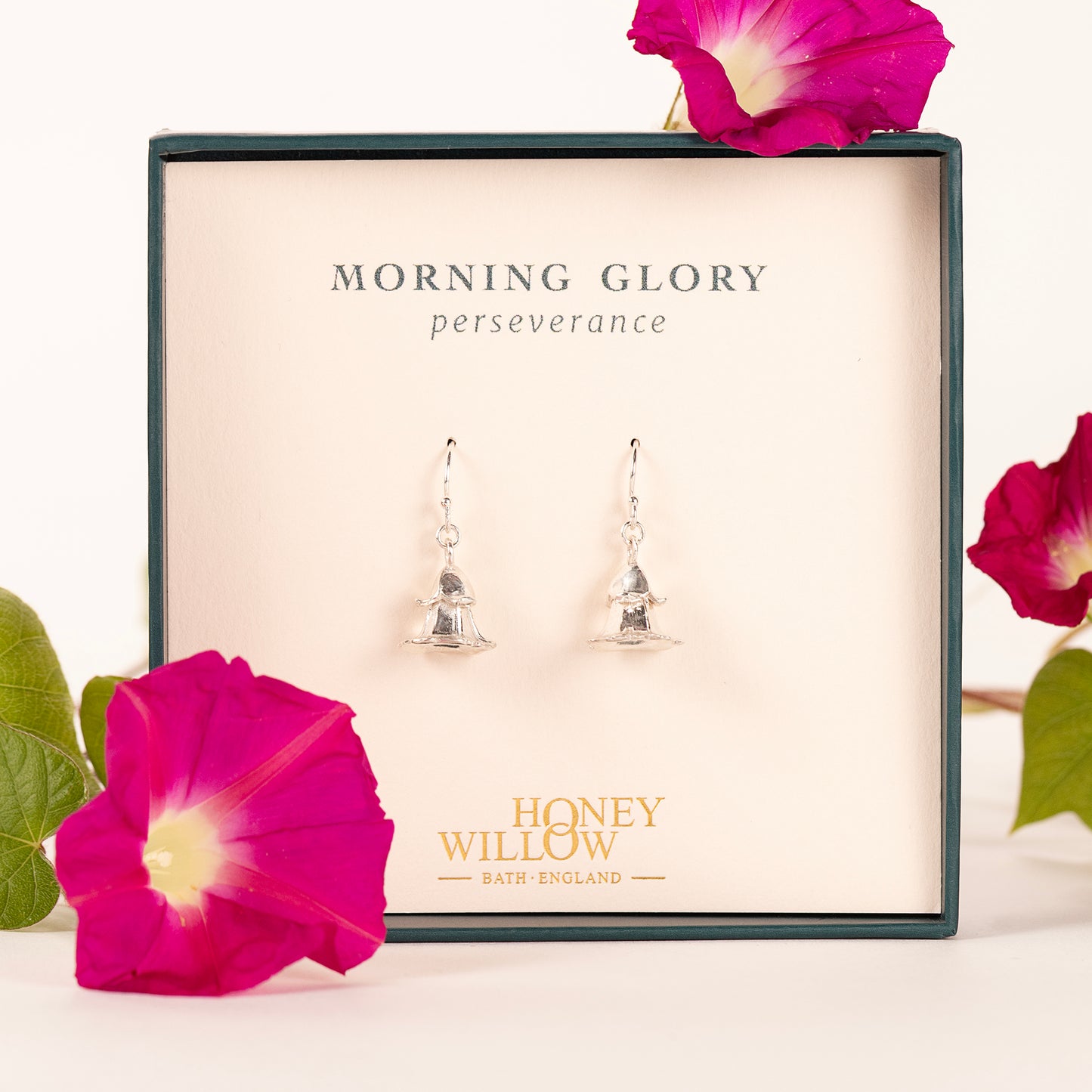 Morning Glory Flower Earrings - Perseverance - Silver