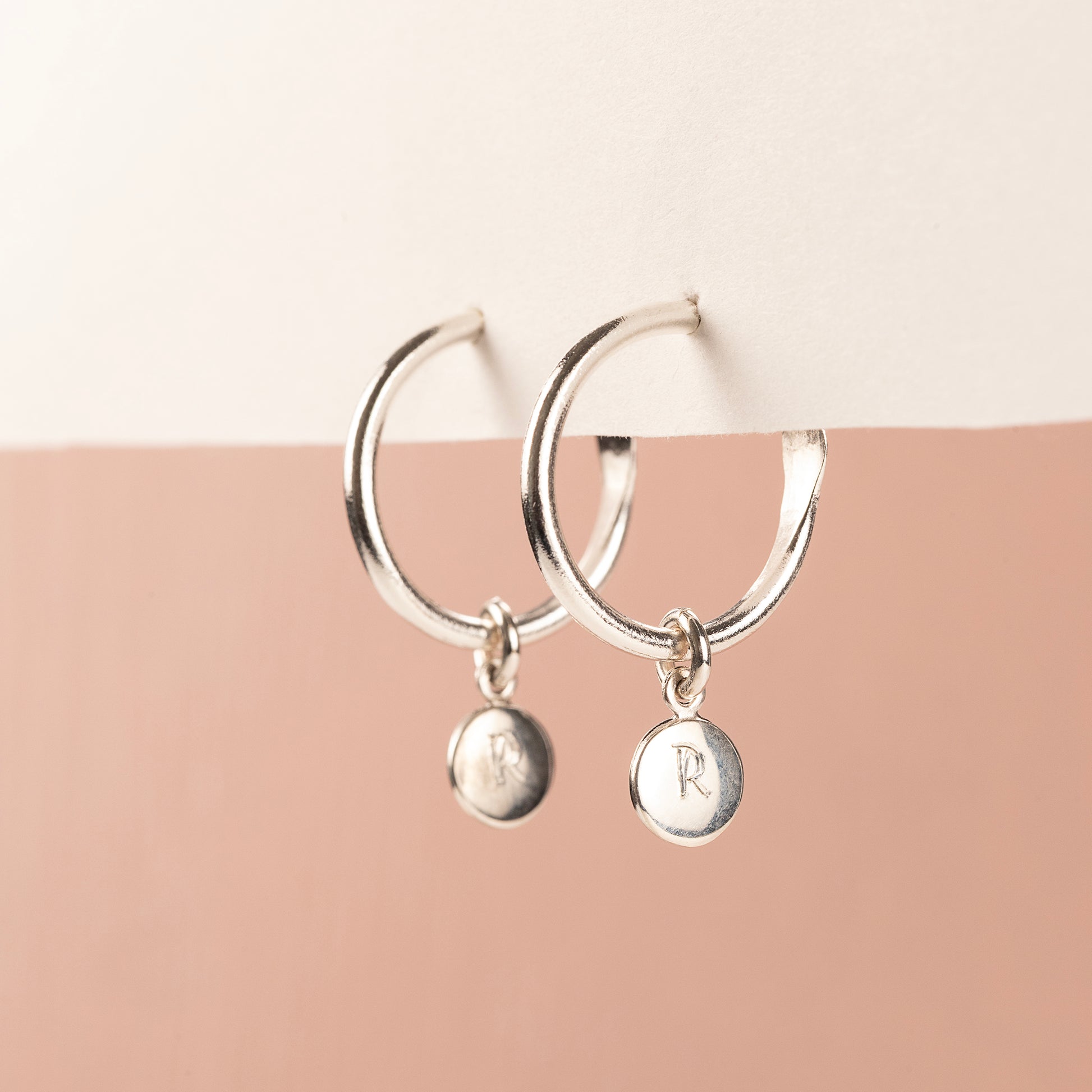 Silver Initial Hoop Earrings - 2cm