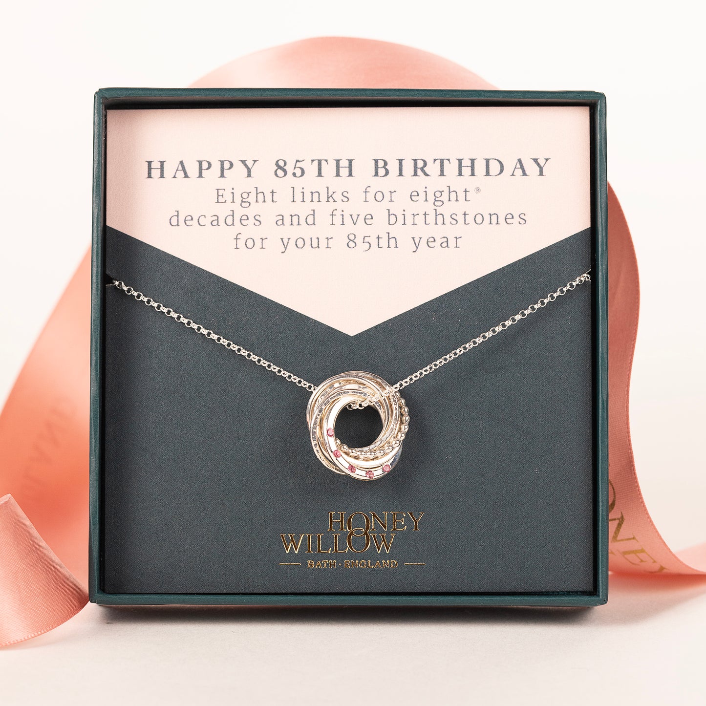 85th Birthday Birthstone Necklace - Petite Silver