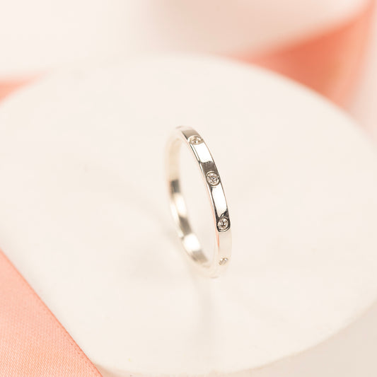 10th Anniversary Ring - Silver - 10 Diamonds for 10 Years of Love