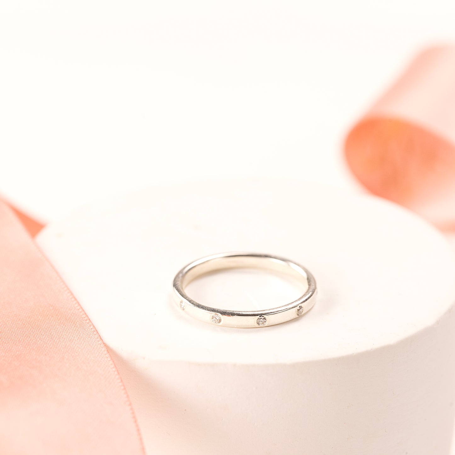 10th Anniversary Ring - Silver - 10 Diamonds for 10 Years of Love