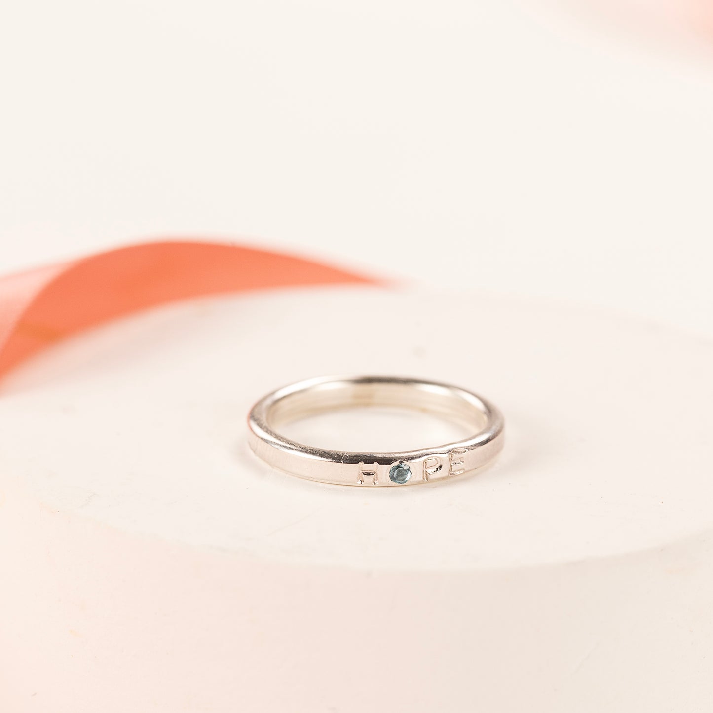 Silver HOPE Ring with Birthstone