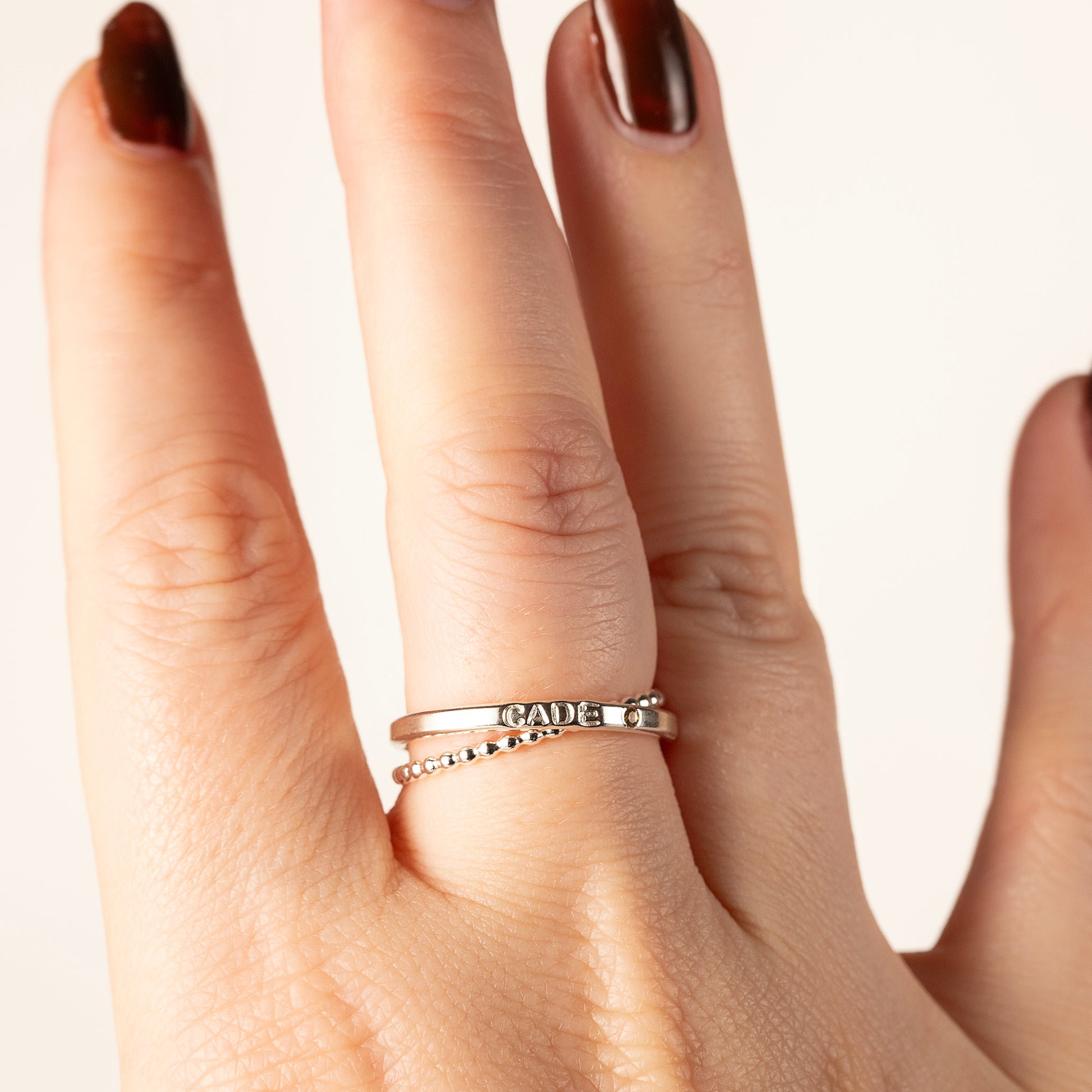 Personalised Double Link Birthstone Ring - Silver