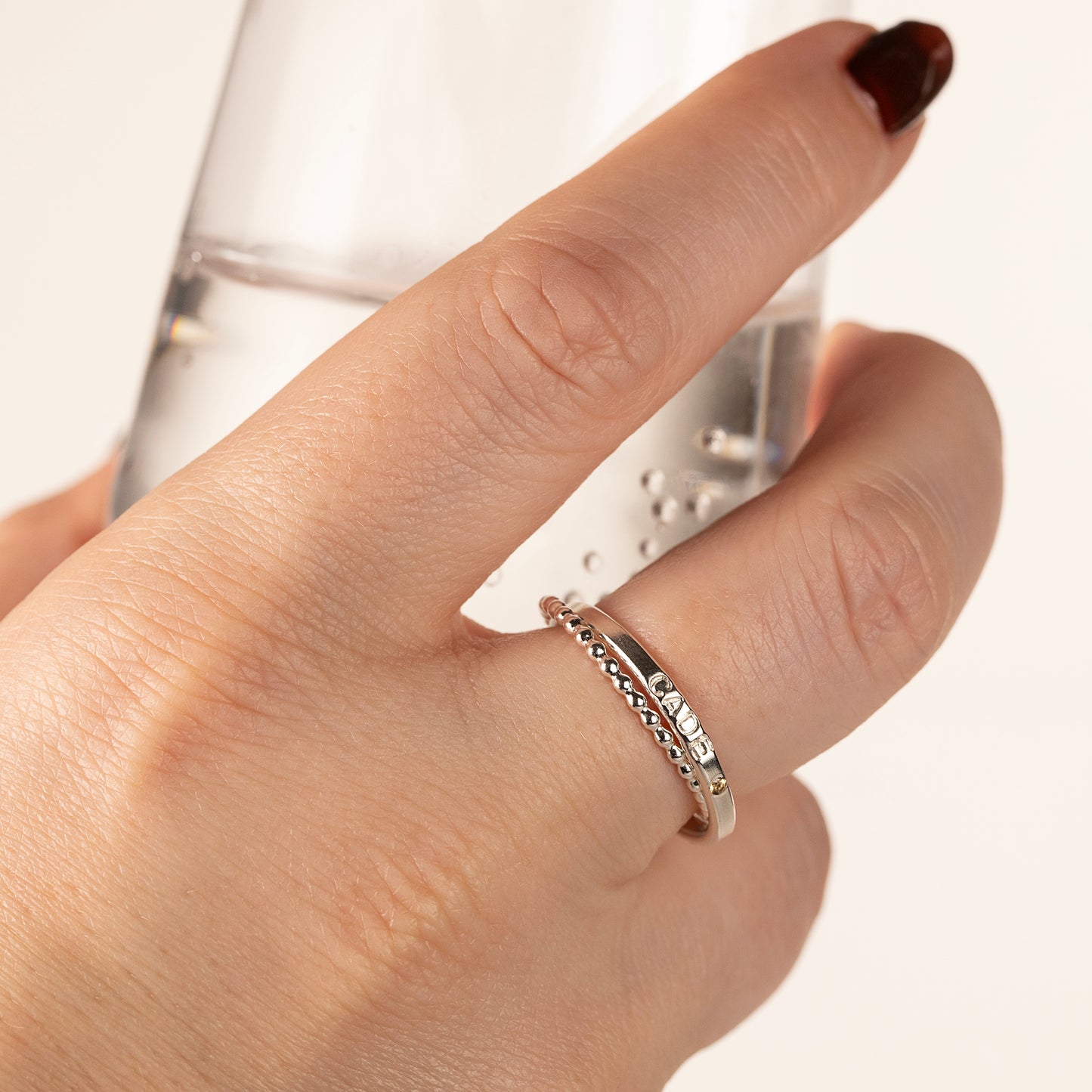 Personalised Double Link Birthstone Ring - Silver