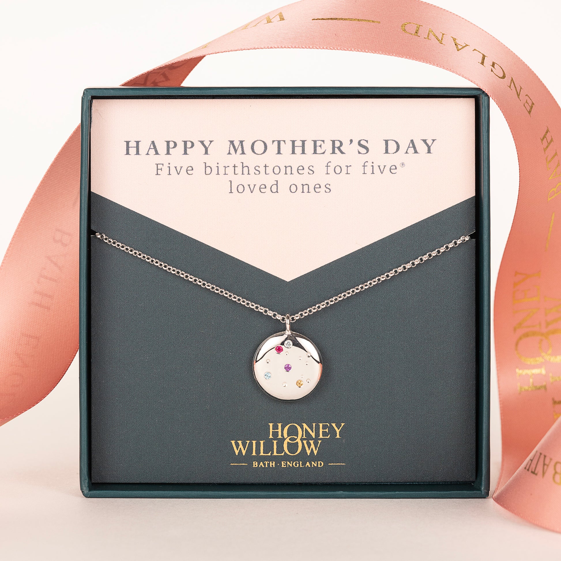 Mother's Day Gift - Family Birthstones Felicity Necklace - Silver