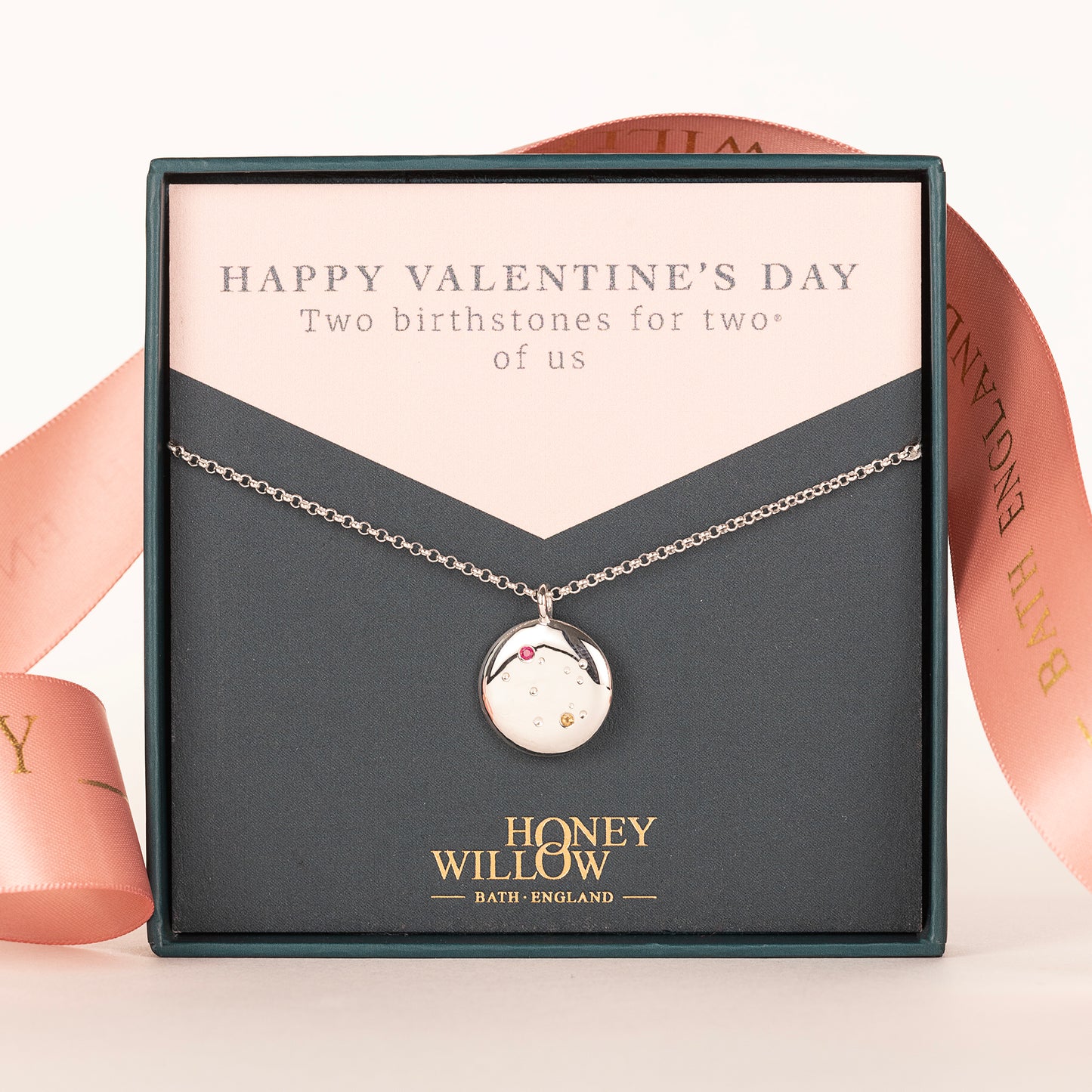 Valentine's Day Gift for Her - Double Birthstone Felicity Necklace - Silver