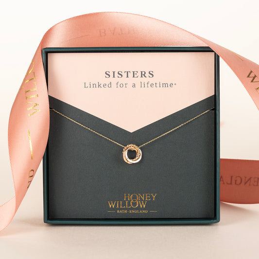 3 Sisters Necklace - 9kt Gold, Rose Gold & Silver Love Knot Necklace