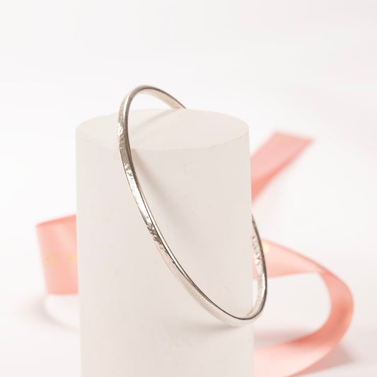 Personalised Phrase, Names or Date Wide Bangle - Silver