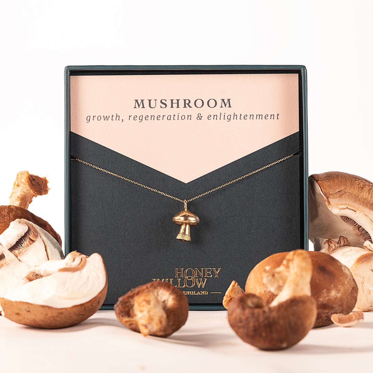Mushroom Necklace - Growth, Regeneration & Enlightenment - 9kt Gold