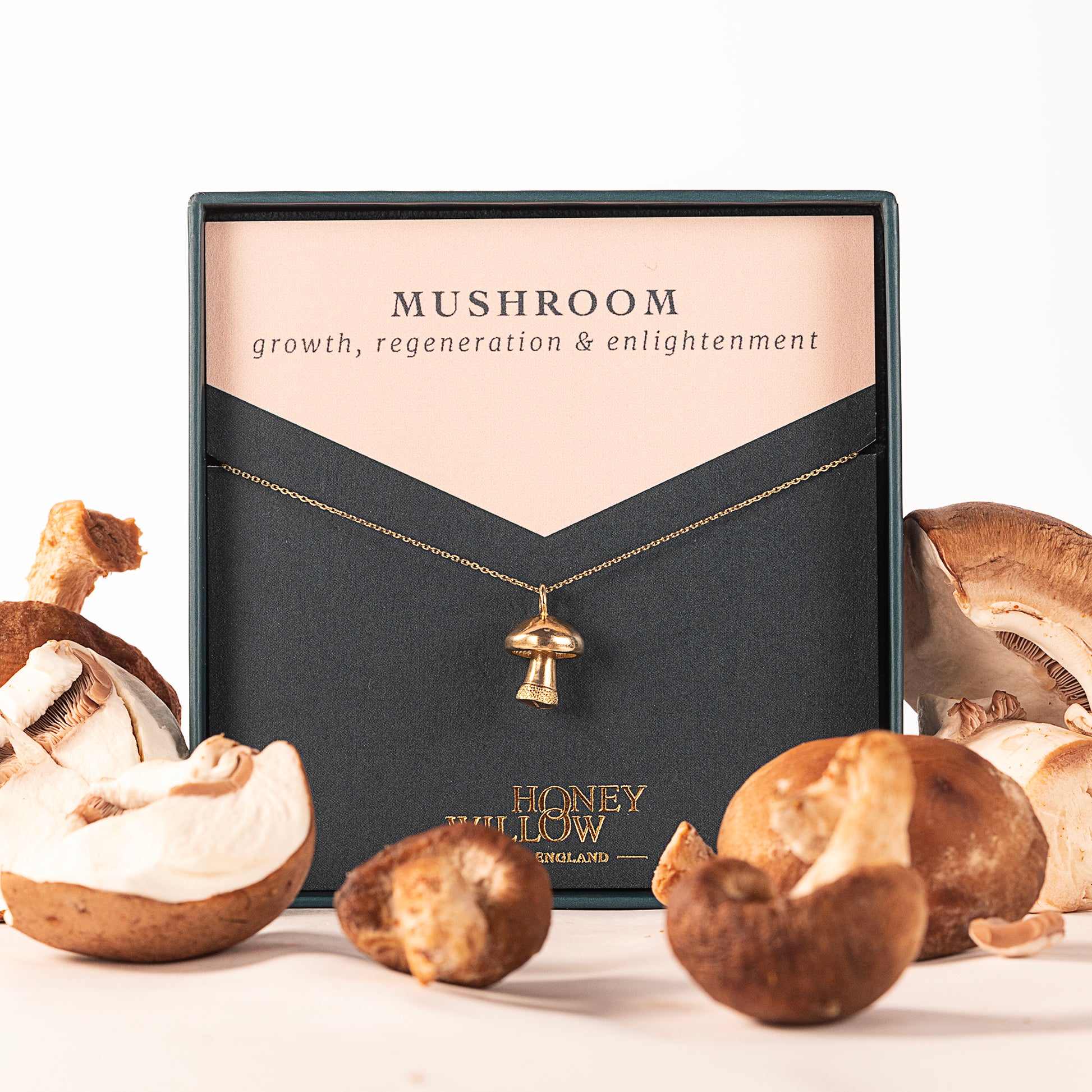 Mushroom Necklace - Growth, Regeneration & Enlightenment - 9kt Gold