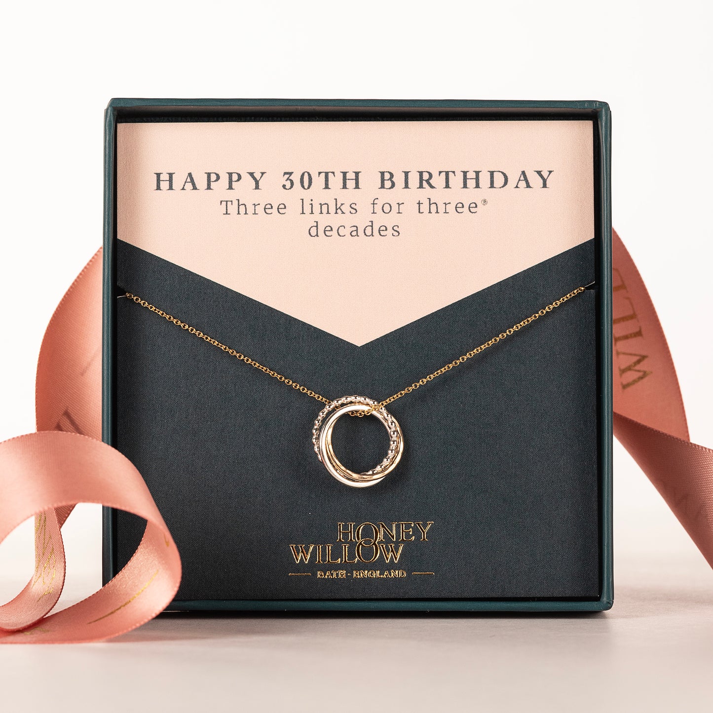30th Birthday Necklace - The Original 3 Links for 3 Decades Necklace - Petite Silver & Gold