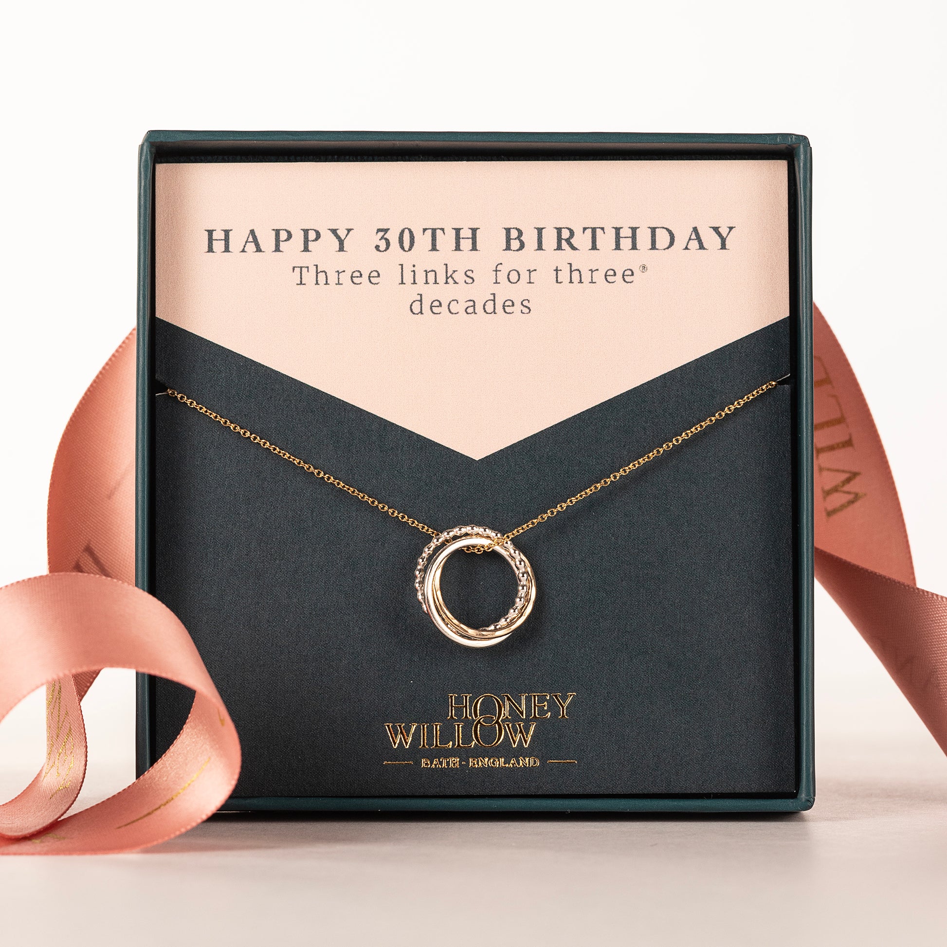 30th Birthday Necklace - The Original 3 Links for 3 Decades Necklace - Petite Silver & Gold