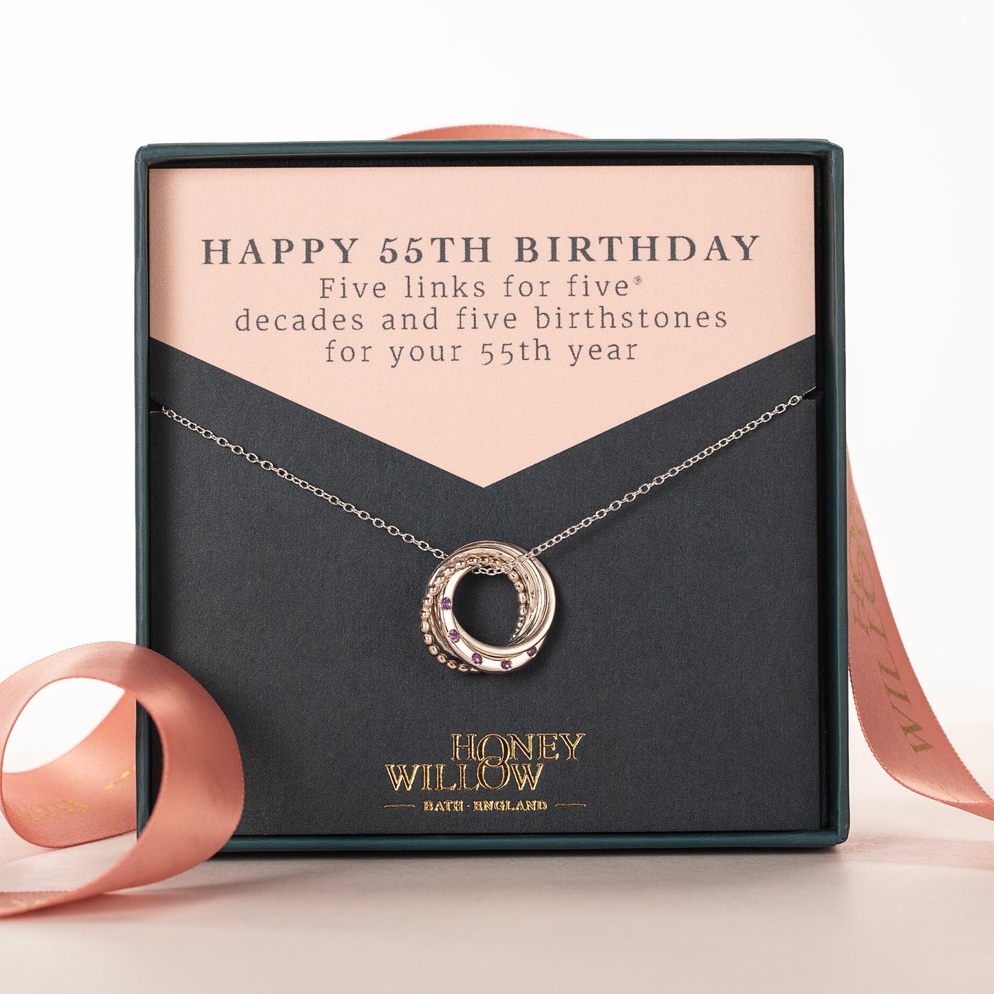 55th Birthday Birthstone Necklace - Petite Silver