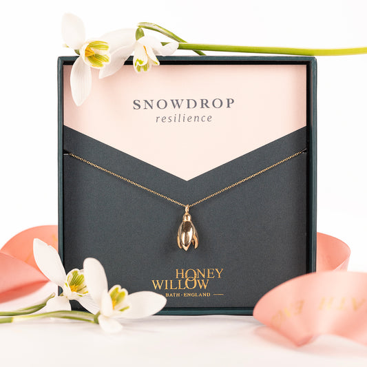 Snowdrop Flower Necklace - Resilience - 9kt Gold