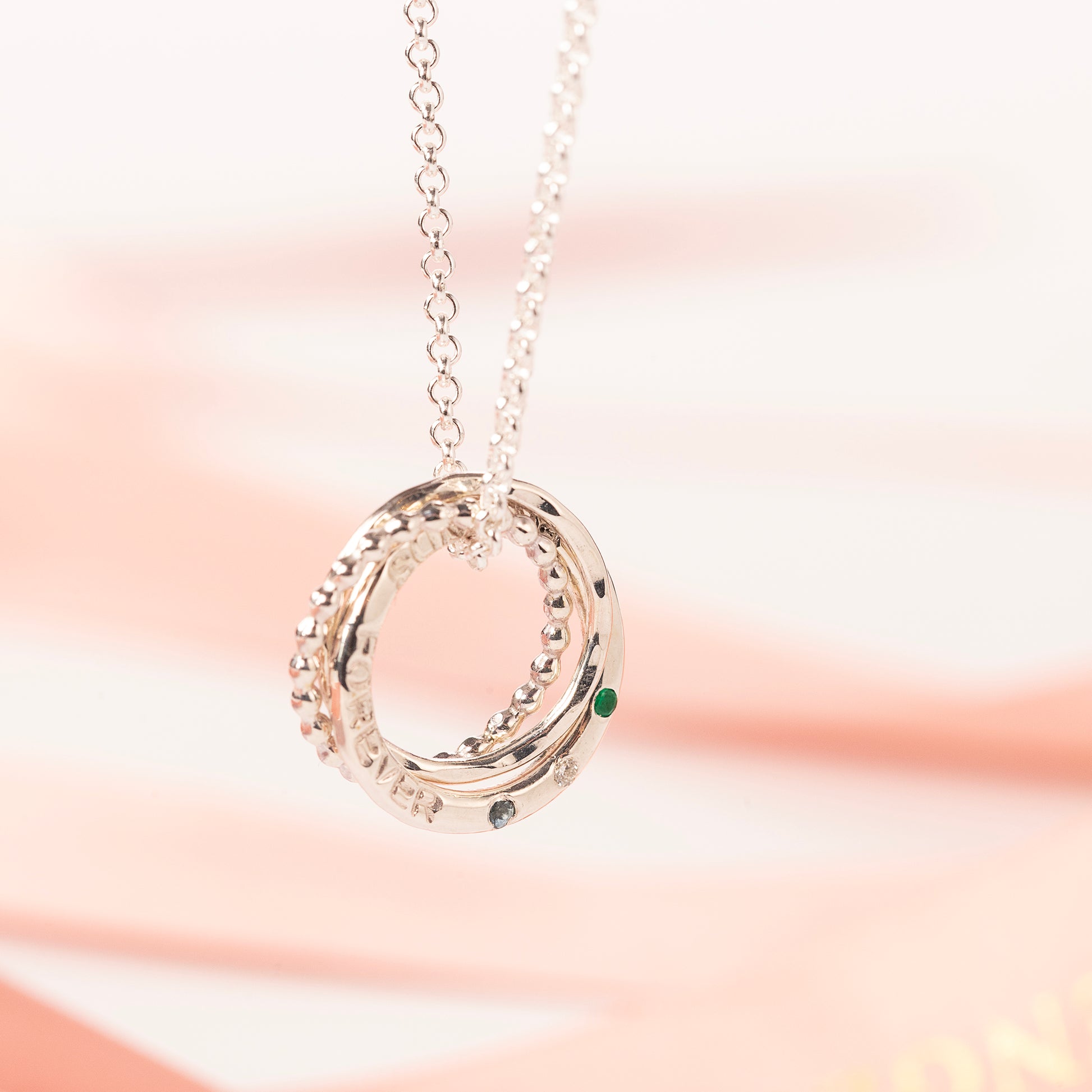 Personalised Friendship Necklace - 3 Birthstones for 3 Friends - Petite Silver