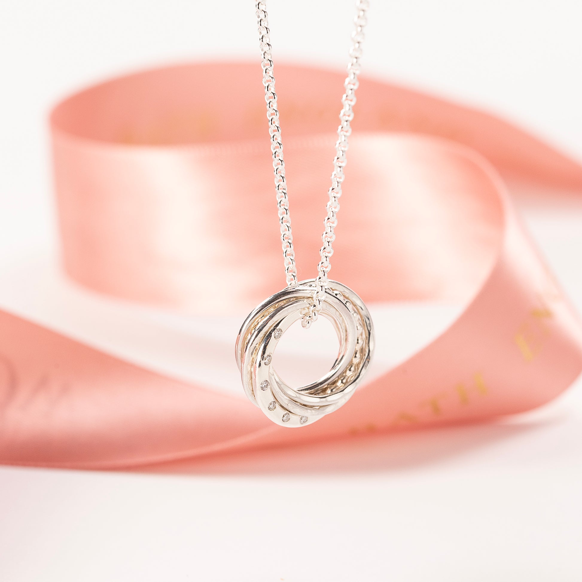 60th Birthday Necklace - 6 Diamonds for 6 Decades - Petite Silver