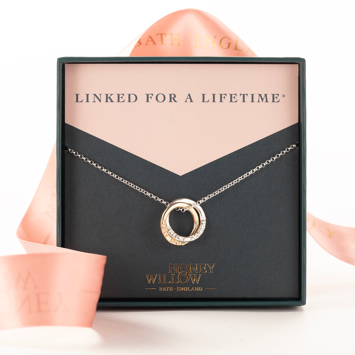 Personalised Double Link Family Name Necklace - 9kt Gold & Silver