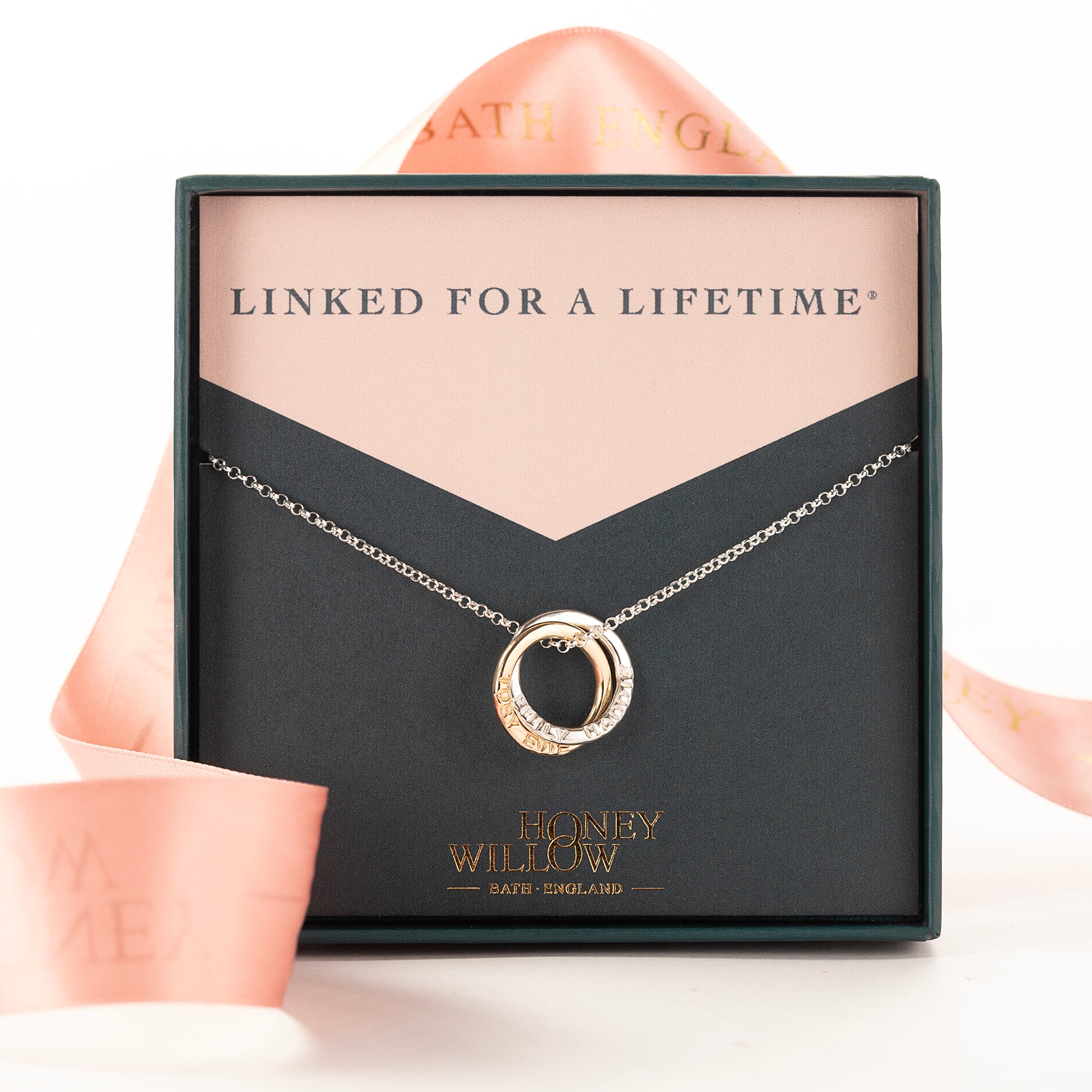 Personalised Double Link Family Name Necklace - 9kt Gold & Silver