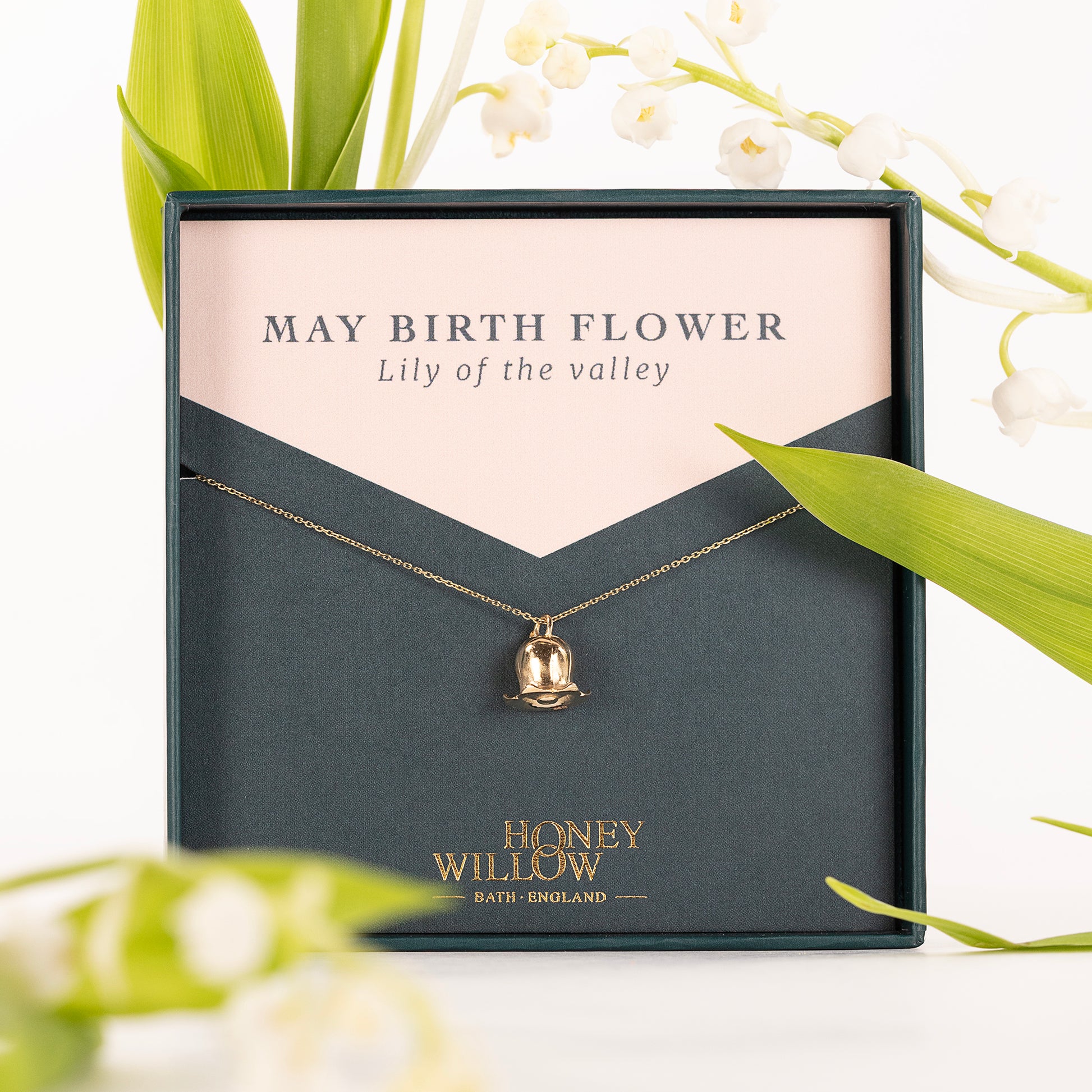 May Birth Flower Necklace - Lily of the Valley - 9kt Gold