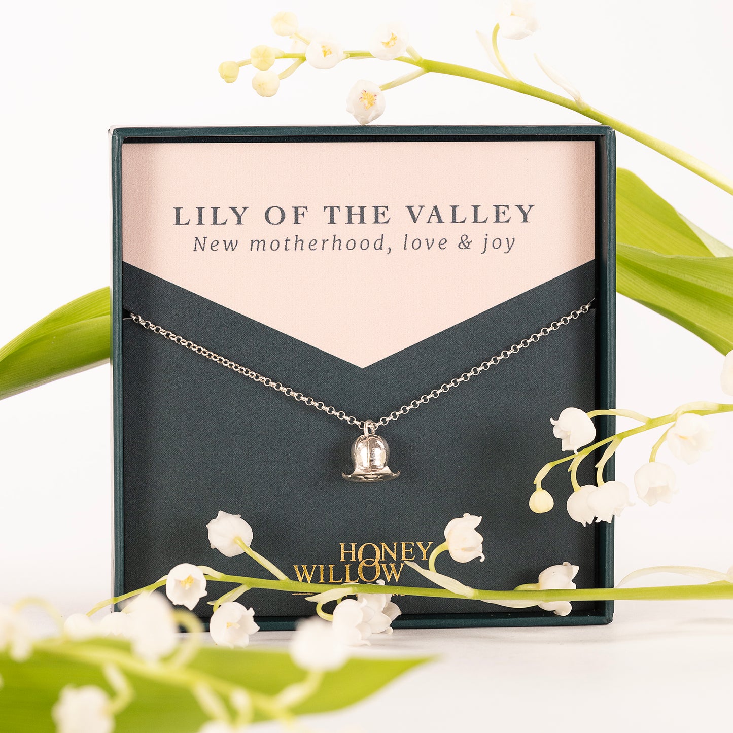 Gift for New Mum - Lily of the Valley Flower Necklace - Silver